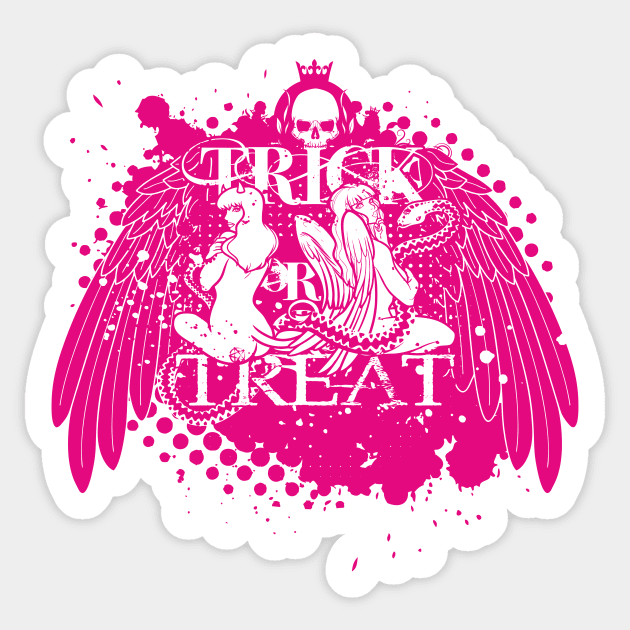 Trick or Treat? - Magenta Sticker by Cooliophonic